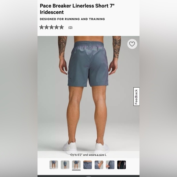 Lululemon Pace Breaker Linerless Short 7” Tidewater Teal/Power Purple - Picture 1 of 6